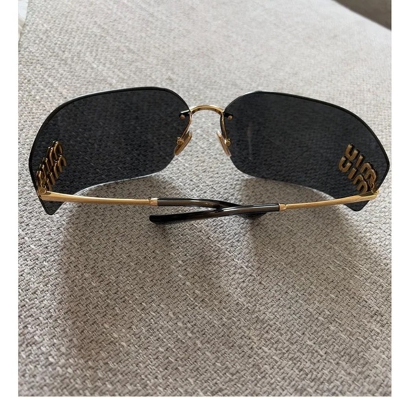 Miu Miu Black Logo  and Gold Oversized Sunglasses main image 7